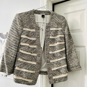 White House Black Market Gray and Cream Jacket